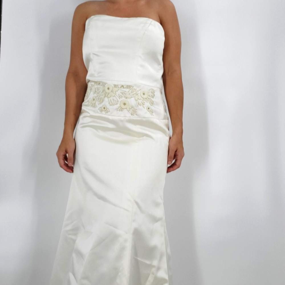 NWT Vintage Nicole Miller Ivory Satin Beaded Gown